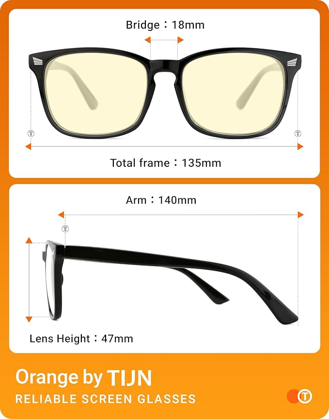 TIJN Gaming Glasses Blue Light Blocking Glasses for Women Men Nerd Eyeglasses Screen Fatigue Anti UV Glare, Black(Gaming Glasses)