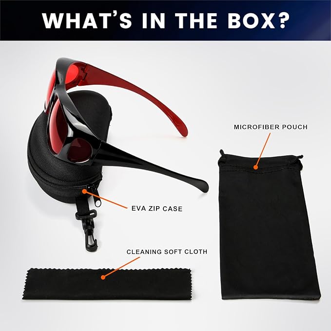 Eyekepper Red Lens Blue Light Glasses Men,Fitover Blue Light Blocking Glasses Women, Red Light Glasses Eye Protection - Black Red
