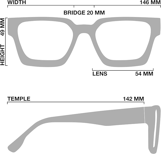 livho Oversized Eyewear Frame for Woman and Men - Rectangle Fashion Glasses for Computer, Chic Preppy Frame