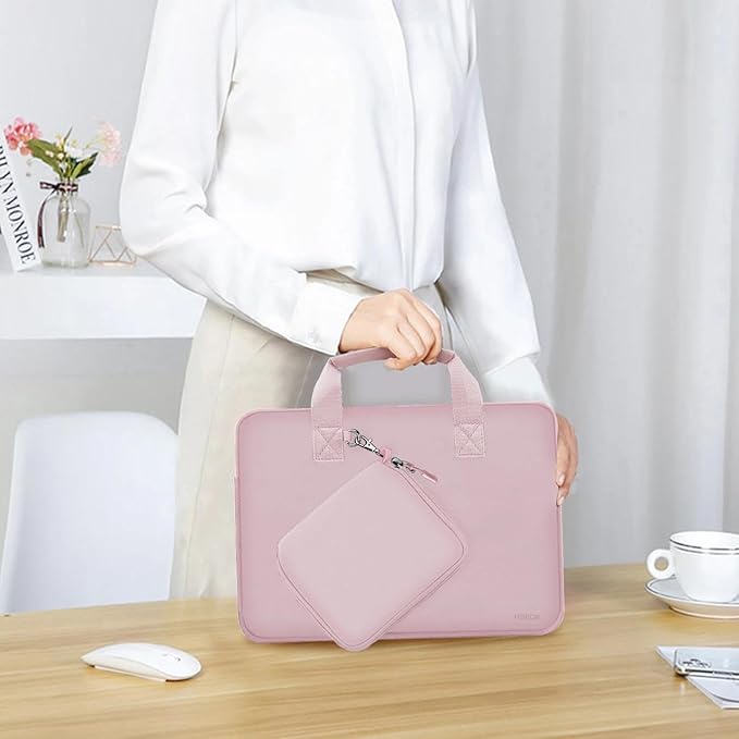 Hseok Laptop Sleeve 13.3-14 inch Case with Small Pouch, Neoprene Computer Bag Compatible with MacBook Neo/Pro 14 M5/M4/M3/M2/M1, Mac Air/Pro 13.3, XPS 14 and Most 13-14 inch Notebooks,Pale Pink