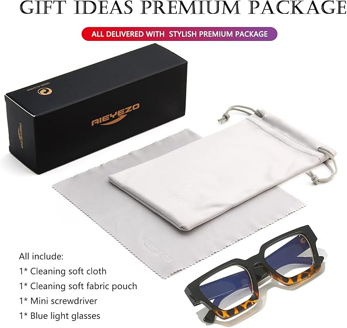 AIEYEZO Square Thick Frame Glasses for Women Men Fashion Blue Light Glasses Trendy Chic Computer Eyeglasses