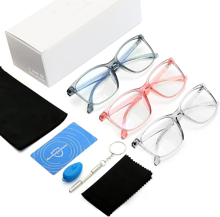 Oilway Blue-Light Blocking Glasses for Women Men - 3Pack Computer Reading/Gaming/TV/Phones Glasses Anti Eyestrain