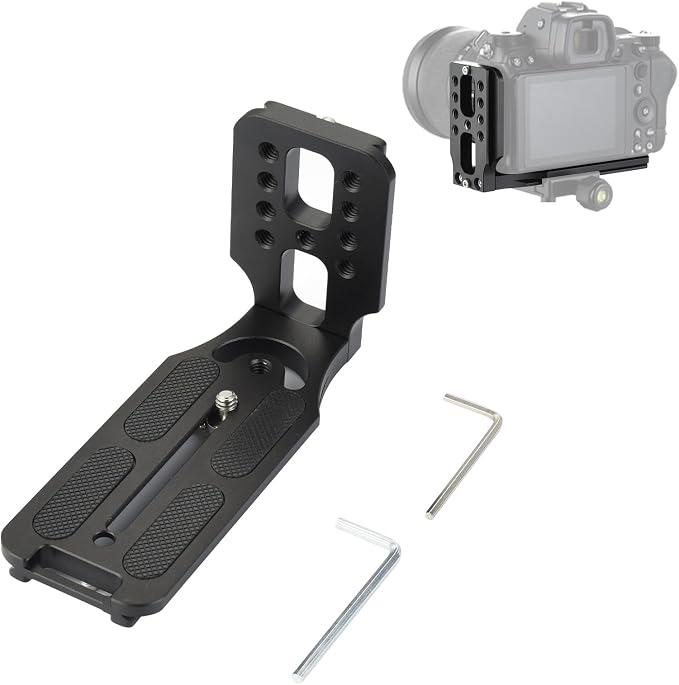 UTEBIT Camera L Bracket with 1/4'' Screw Hole, Vertical Horizontal Switching Tripod Mount with Quick Release Plate, Compatible with Canon Nikon Sony DJI Osmo Stabilizer Tripod Monopod, Black - Image 8