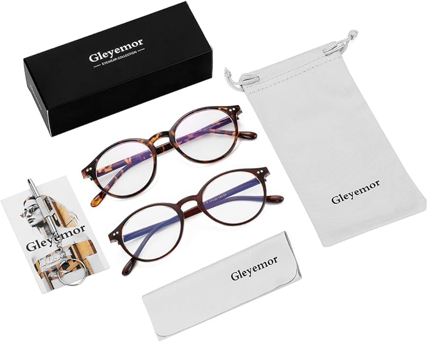 Gleyemor Blue Light Glasses for Men Women, Vintage Round Frame Computer Eyeglasses