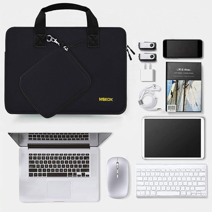 Hseok Elastic Laptop Case 13.3-14 Inches Sleeve with Small Case, Neoprene Carrying Bag Compatible with MacBook Neo 14, MacBook Pro 14 M5/M4/M3/M2/M1, XPS 14 and Most 13.3-14 Notebooks,B02K01