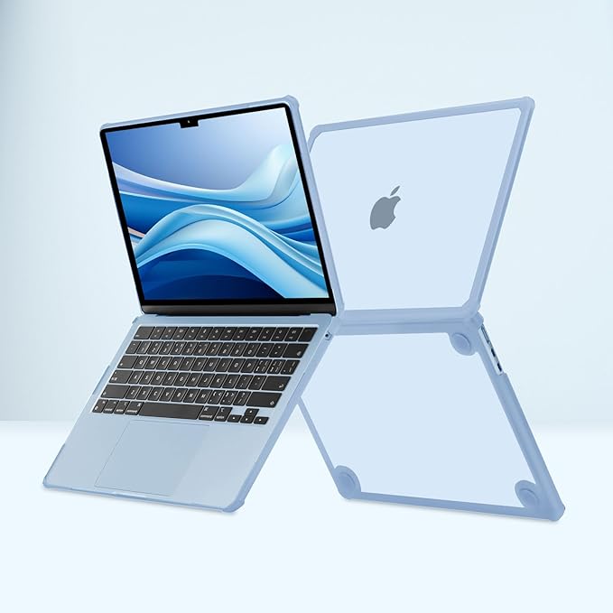 MOSISO Compatible with MacBook Air 13 inch Case M5 2026 M4 2025 M3 M2 2024-2022 A3449 A3240 A3113 A2681,3 in 1 Kit Crack-Resistant Heavy Duty Protective Plastic Hard Case with TPU Bumper, Sky Blue