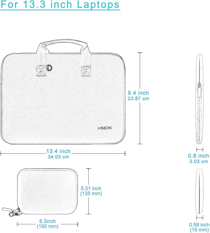 Hseok Laptop Sleeve 13.3 inch Case with Small Case, Compatible with MacBook Neo 14, MacBook Pro 14 M5/M4/M3/M2/M1, XPS 14 and Most 13.3 inch Notebooks, Neoprene Computer Handbag,P01K01