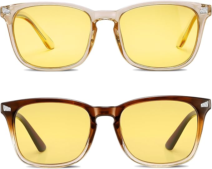 Polarized Sunglasses for Women Men, Night Driving Glasses Anti Glare Yellow Lens UV 400 for Day Night Use