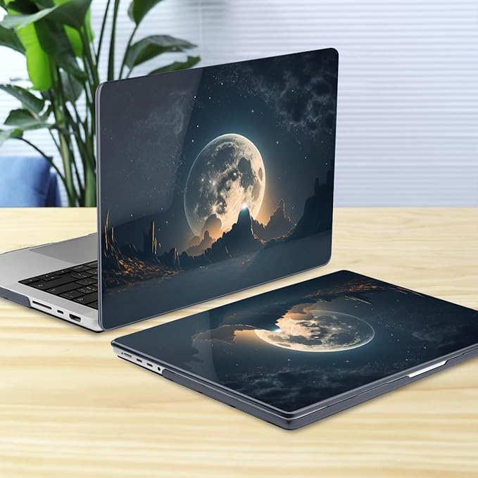 Batianda for MacBook Pro 14 Inch Case 2026-2021 Release M5 M4 M3 M2 M1 Pro/Max, 1.2mm Slim Graphic Hard Shell Cover with Keyboard Cover, Screen Protector 4-in-1 Bundle, Moon in Sky