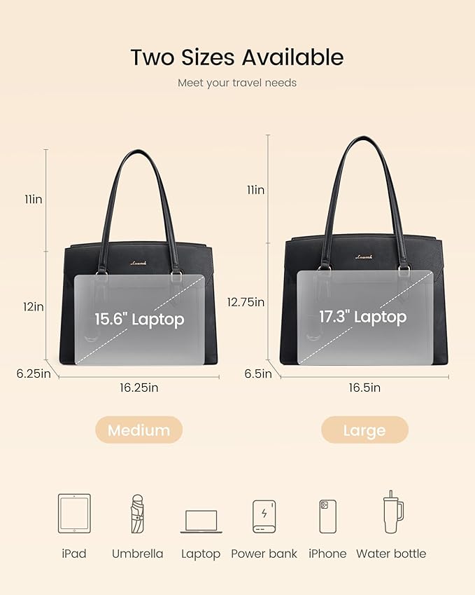 LOVEVOOK Laptop Tote Bag for Women,Computer Work Bag With Large Cup Holder,17.3 Inch Waterproof PU Leather Purse Briefcase for Teacher