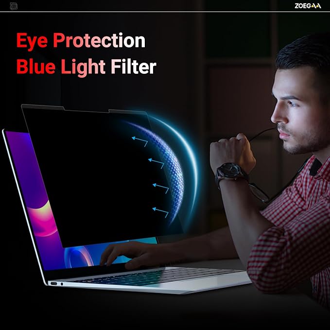 ZOEGAA Laptop Privacy Screen 13.3 Inch 16:9,Magnetic Removable Anti-Glare Blue Light Blocking Laptop Privacy Screen, Compatible with Dell/Lenovo/HP/Huawei/Acer/Asus