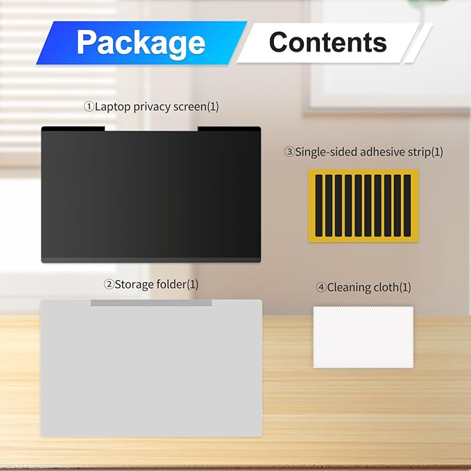Magnetic Laptop Privacy Screen Filter 16 Inch for 16:10 Computer Monitor, Removable Anti Blue Light Privacy Shield, Anti-Glare Protector Compatible with Dell Hp Asus Lenovo