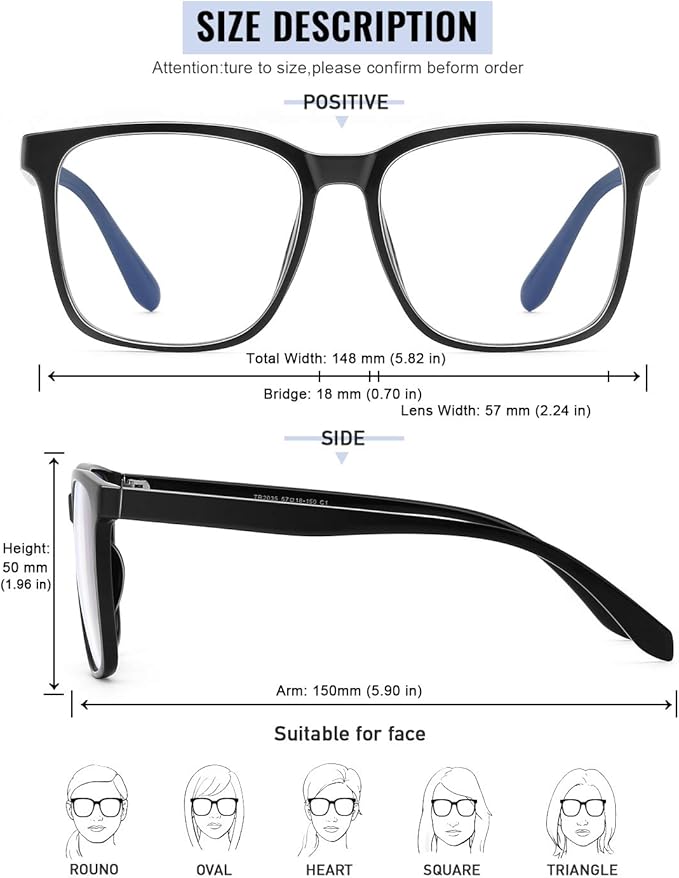 TEAPLMTT Blue Light Blocking Glasses Oversized Square Computer Glasses Anti Blue Light for Women Men