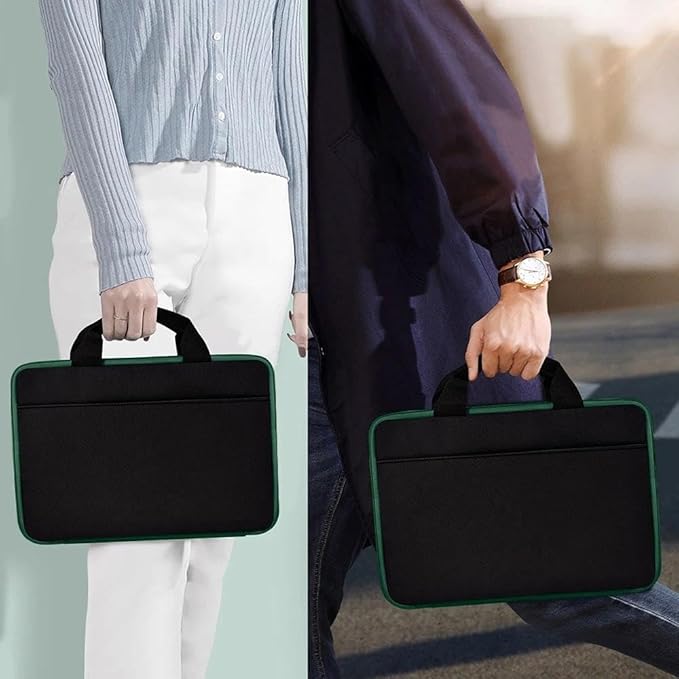 Hseok Laptop Case 13.3-14 inch Sleeve, TSA Computer Handbag Water-Resistant and Shockproof Bag Compatible with MacBook Pro/Neo 14", Mac Air/Pro 13.3" and 13"-14" Notebooks Chromebooks,Black-Green