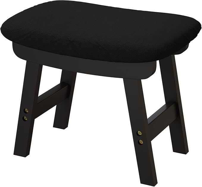 viewcare Small Ottoman Foot Rest, Black Foot Stool- Wooden Foot Stool for Living Room, Bedroom & Kitchen