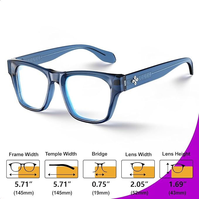 VISOONE Square Blue Light Blocking Glasses TR90 Clear Lens for Women Men BONA