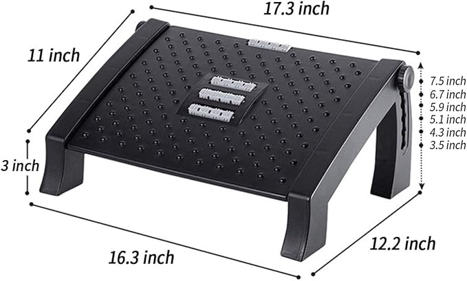MyPlace Adjustable Height Foot Rest Under Desk at Work - 6 Height Sturdy Office Footrest - Added Comfort Memory Foam - Non Slip Bottom - Straighten Back & Hip & Leg and Improve Posture