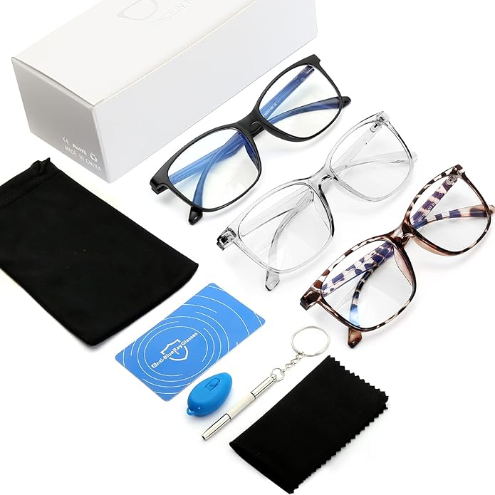 Oilway Blue-Light Blocking Glasses for Women Men - 3Pack Computer Reading/Gaming/TV/Phones Glasses Anti Eyestrain