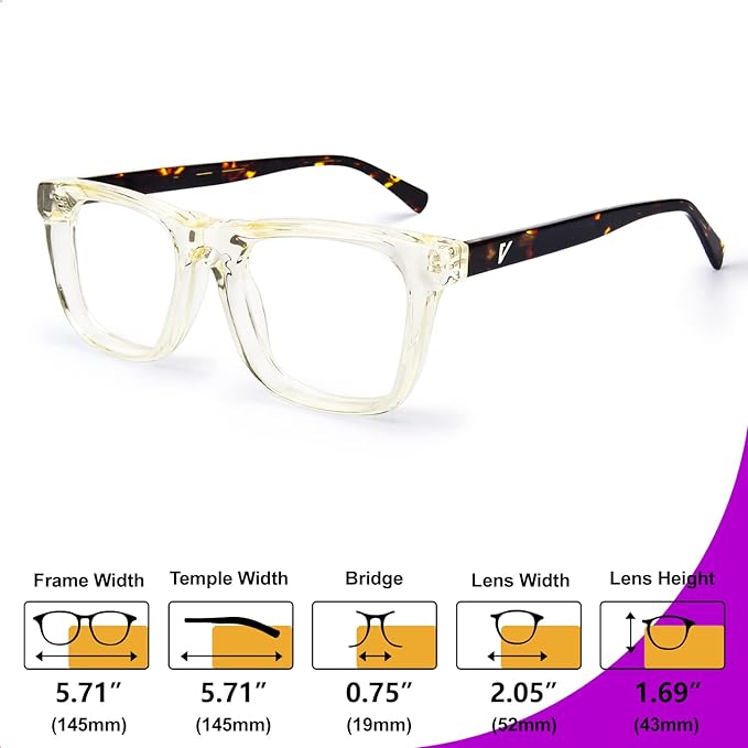 VISOONE Square Blue Light Blocking Glasses TR90 Clear Lens for Women Men BONA