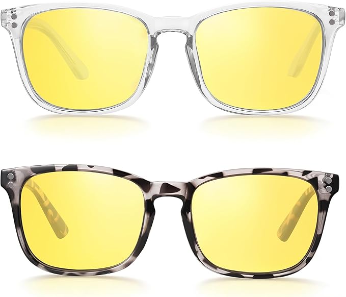 Polarized Sunglasses for Women Men, Night Driving Glasses Anti Glare Yellow Lens UV 400 for Day Night Use