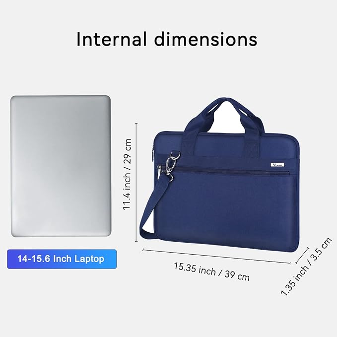 Voova Laptop Bag 15.6 Inch, 360° Protective Laptop Case Sleeve Compatible with MacBook Air 15 M2/M3/M4, MacBook Pro 15/16, 15-16” Lenovo Dell Hp, Waterproof Computer Bag Slim Briefcase, Blue