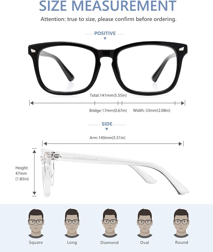 Cyxus Blue Light Glasses Men Women Reduce Eye Strain UV Blocking for Office Work Computer Screen 8082