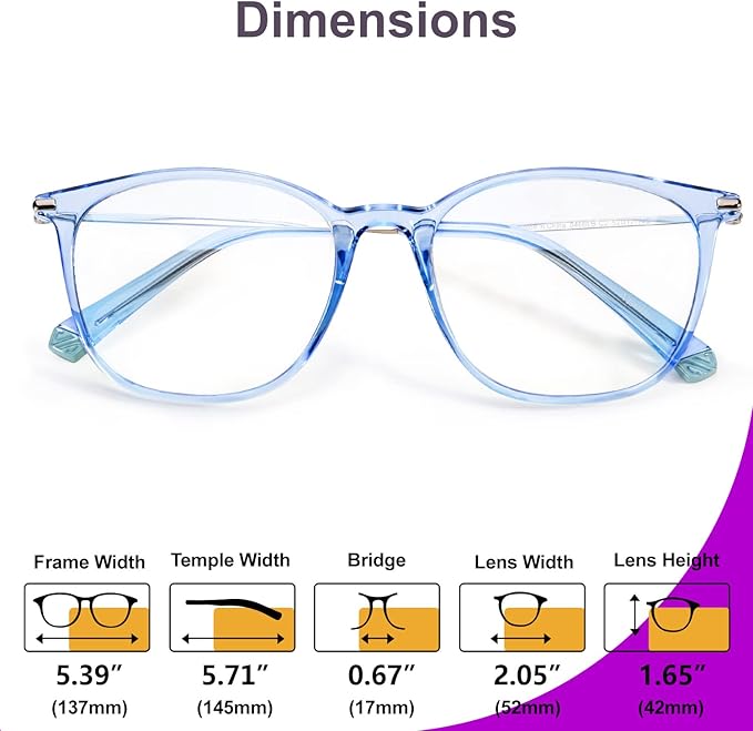 VISOONE Anti Slip TR90 Blue Light Blocking Glasses Size M Eyewear Frame with Anti Glare Eye Protection for Women GaeL