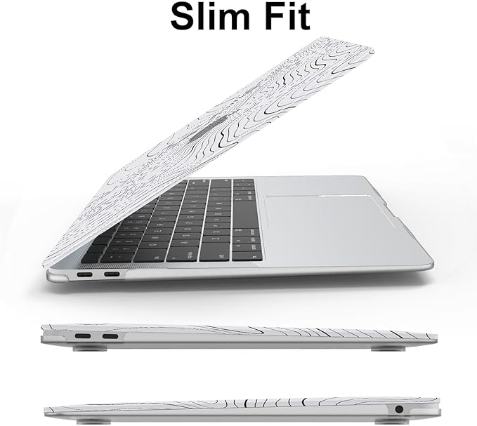 AKIT Compatible with MacBook Air 13 Inch Case M1 2022 2020 2019 2018 A2337 A2179 A1932, Unique Pattern Hard Shell Laptop Case+Screen Protector+Keyboard Cover for MacBook Air 13.3 Inch, Contour Line