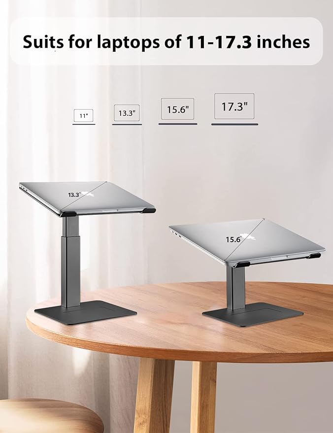 Laptop Stand for Desk, Ergonomic Sitting and Standing Laptop Riser for Notebook MacBook 11-17 Inches,DJ Laptop Stand Adjustable Height from 7-15 Inches Aluminum(Black)