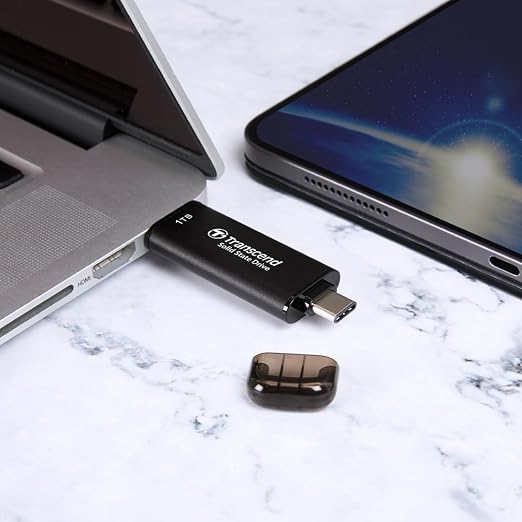 Transcend ESD310 128GB External SSD, Up to 1,050MB/s, Dual USB Flash Drive for iPhone/iPad/Mac/Windows, Android/Tablet/PC, USB 3.2 Gen 2 Thumb Drive Photo Stick, 2-in-1 Type C &Type A Memory Stick - Image 9