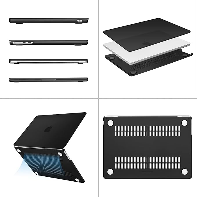 MOSISO Compatible with MacBook Air 13 inch Case M5 2026 M4 2025 M3 M2 2024-2022 A3449 A3240 A3113 A2681,Hard Shell&Keyboard Cover&Screen Film&Pouch for MacBook Air 13.6 inch Case, Black