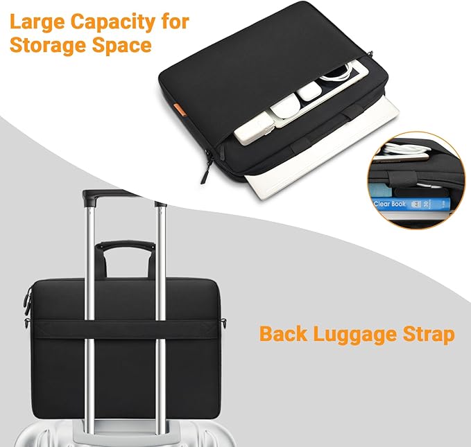 ZYB Waterproof Laptop Bag 14 Inch,Laptop Case 14 Inch Sleeve with Shoulder Strap,Notebook Briefcase for 14" Laptop Lenovo HP Acer ASUS DELL, Mac Air/Pro 15 etc 14in Laptop Bag Carrying Case Men-Black