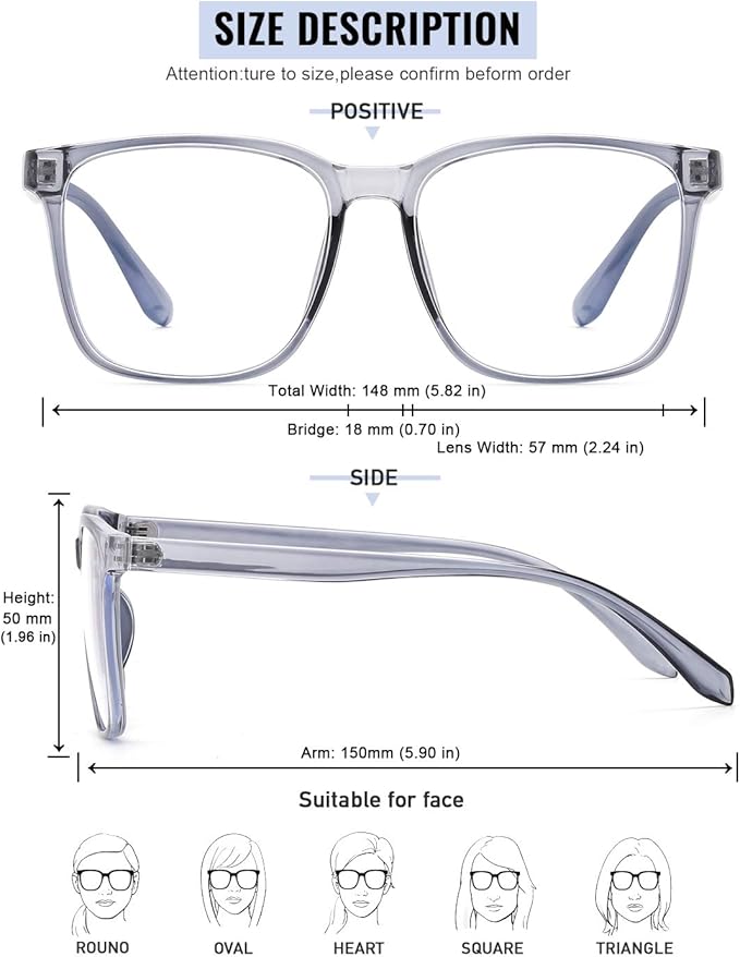 TEAPLMTT Blue Light Blocking Glasses Oversized Square Computer Glasses Anti Blue Light for Women Men