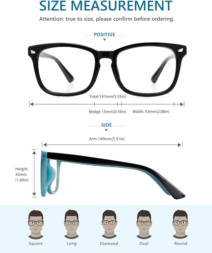 Cyxus Blue Light Glasses Men Women Reduce Eye Strain UV Blocking for Office Work Computer Screen 8082