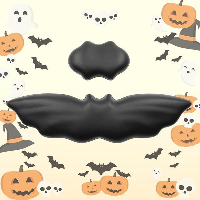 Keyboard Wrist Rest - Soft Leather Halloween Bat Wrist Pad for Mouse Wrist Rest with Non-Slip Base, Wrist Pad for Keyboard,Arm Rest for Desk Computer Laptop Mac Gaming Office Black