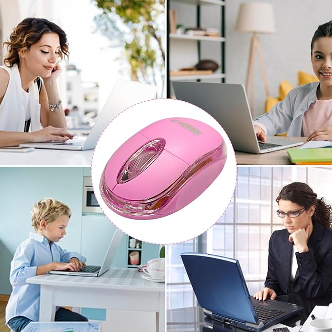 SOON GO Pink Wireless Mouse,mini Portable Mobile Optical Cordless Mouse fit for Mac,Chromebook Laptop, Desktop Kids and Teen Girl Birthday