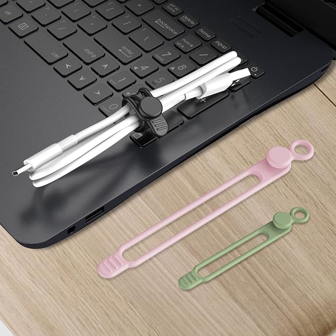Nearockle Silicone Cable Ties Cord Organizer for Cable Management, 24PCS 4.2" and 7.1" Reusable Cable Organizer Electronic Accessories for Home, Office, Kitchen, School, Travel (4 Colors) - Image 7