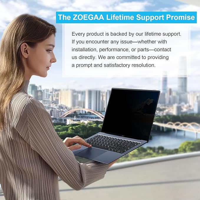 ZOEGAA Laptop Privacy Screen 14 Inch 16:9,Magnetic Removable Anti-Glare Blue Light Blocking Laptop Privacy Screen, Compatible with Dell/Lenovo/HP/Huawei/Acer/Asus