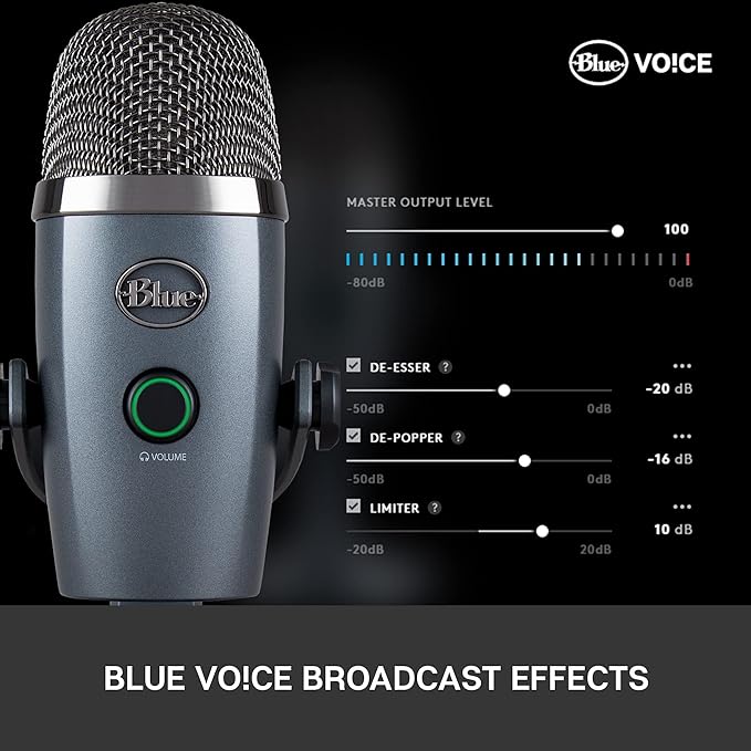 Logitech for Creators Blue Yeti Nano USB Microphone for Gaming, Streaming, Podcasting, Twitch, YouTube, Discord, Recording for PC and Mac, Plug & Play -Blackout