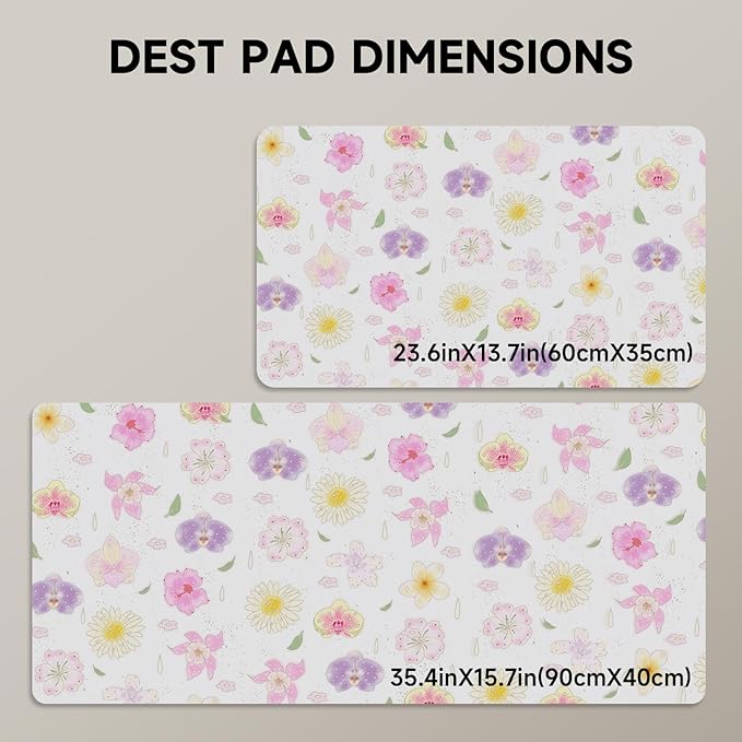 AUPET Leather Desk Pad Blotter Mat, Large Mouse Pad, Non-Slip Waterproof Desk Writing Pad Protector, Desk Decor for Office,Home,Gaming (Blossom, 35.4X15.7 inch)