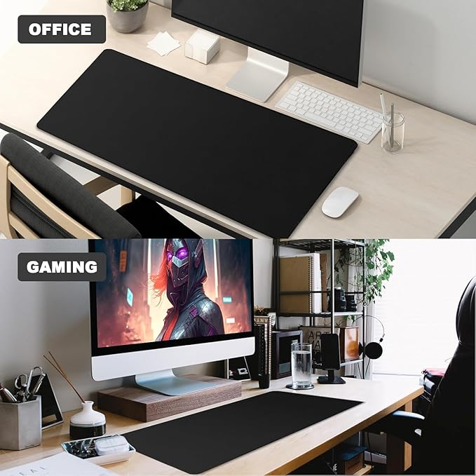 Large Mouse Pad, Desk Mat Large Office Desk Pad Gaming Mouse Pad with Stitched Edges, 35.4" x 15.7" Mousepad with Non-Slip Waterproof Rubber Base for PC Laptop Home Office Accessories, Gray