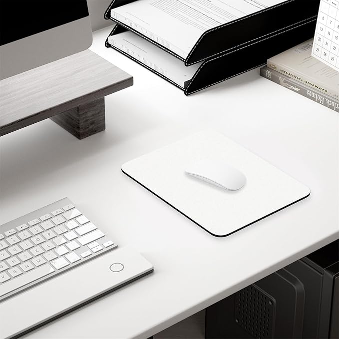 Hsurbtra Mouse Pad, Premium-Textured Square Mousepad 7 x 9 Inch, Thick 3 mm Anti-Slip Waterproof Rubber Pretty Cute Computer Mat for Office Gaming Laptop Women Kids Ivory White