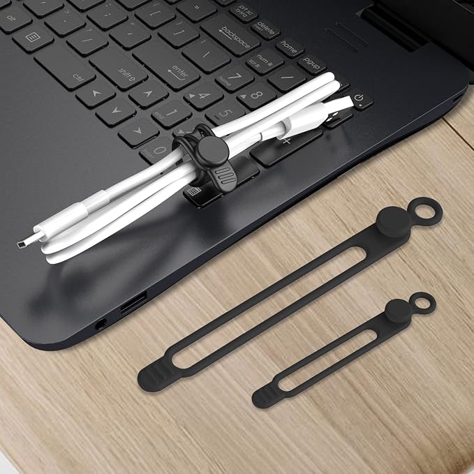 Nearockle Silicone Cable Ties Cord Organizer for Cable Management, 16PCS 4.2" and 7.1" Reusable Cable Organizer Electronic Accessories for Home, Office, Kitchen, School, Travel (Black) - Image 7