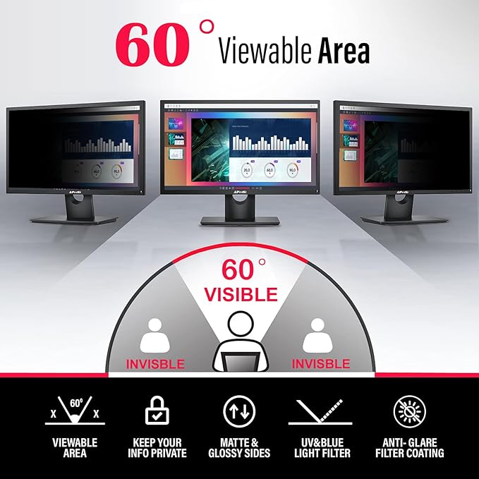 37.5 Inch Privacy Screen Filter for 21:9 Curved Ultrawide Monitor | Privacy Shield | Anti Glare | Anti-Blue Light | Eye Protection | Anti Spy | Computer Security Private Filter Protector