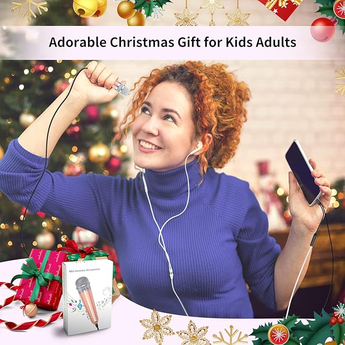 USB C Mini Karaoke Microphone for Android Phone, Laptop, Tablets Small ASMR Microphone for Voice Video Recording Singing, Vlogging, Podcasting YouTube (1 PCS Rose Golden)
