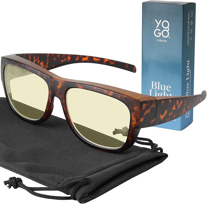 Yogo Vision Fit Over Blue Light Blocking Glasses and Computer Eyewear Wear Over Your Eyeglasses and Readers