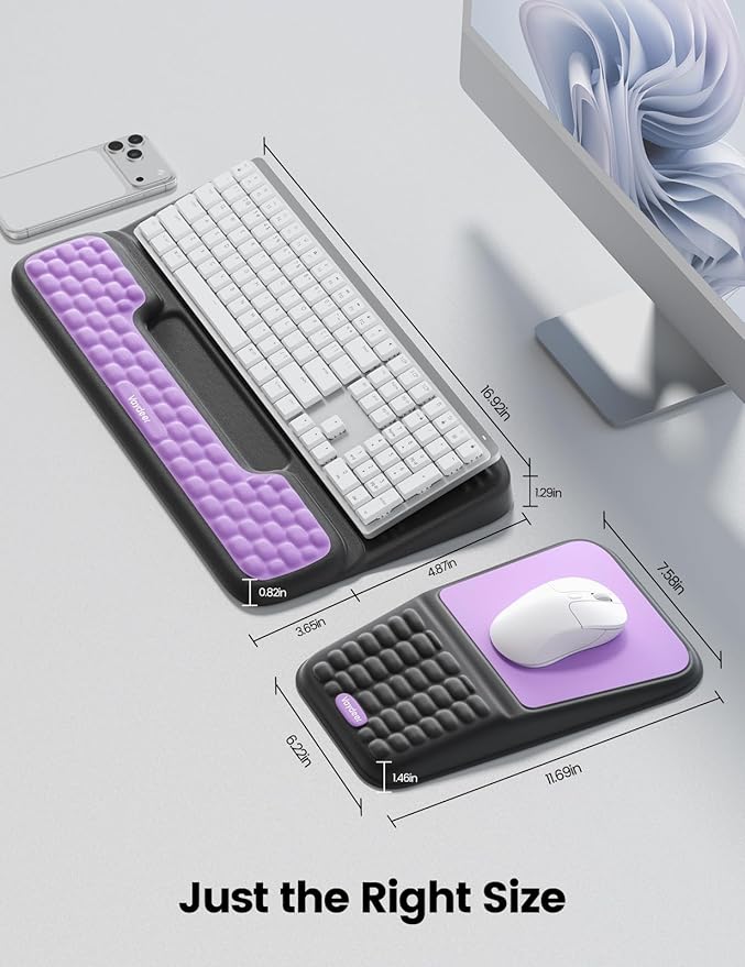 Vaydeer Keyboard Stand and Mouse Pad Set Wrist Rest, Computer Wrist Support Pad, Memory Foam Desk Cushion Mouse Support, Ergonomic Tilt Keyboard Riser Lift, Palm Hand Typing for Office, Home, Gaming