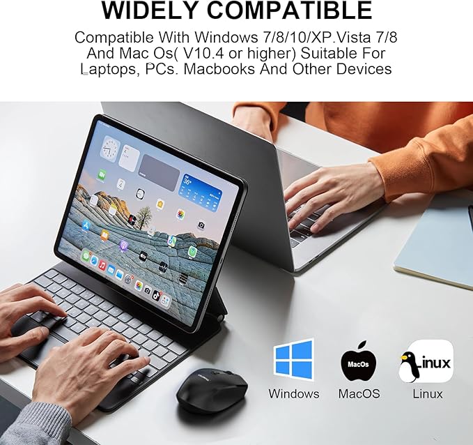 Colorful Wireless Mouse Rechargeable,Mouse for Chromebook,3-Device Pairing, 2.4G+Bluetooth 5.2 with USB Receiver,Type C Charging,for PC,Mac,Laptop,Kids Boys,Black