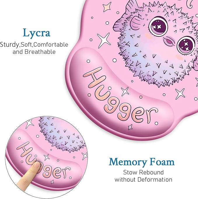 Mouse Pad with Wrist Rest, Pufferfish Ergonomic Mousepad Wrist Support for Desk, Cute Animial Gaming Mousepads for Wireless Mouse Funny Computer Work Home Desk Accessories Office Supplies Decor
