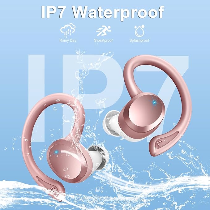 Wireless Earbuds, Sport Bluetooth 5.4 Headphones 2026 New Bluetooth Earbuds with 56Hrs Stereo, 4 ENC Mic, Noise Canceling Over-Ear Buds with Earhooks, IP7 Waterproof Earphones for Workout/Running/Gym